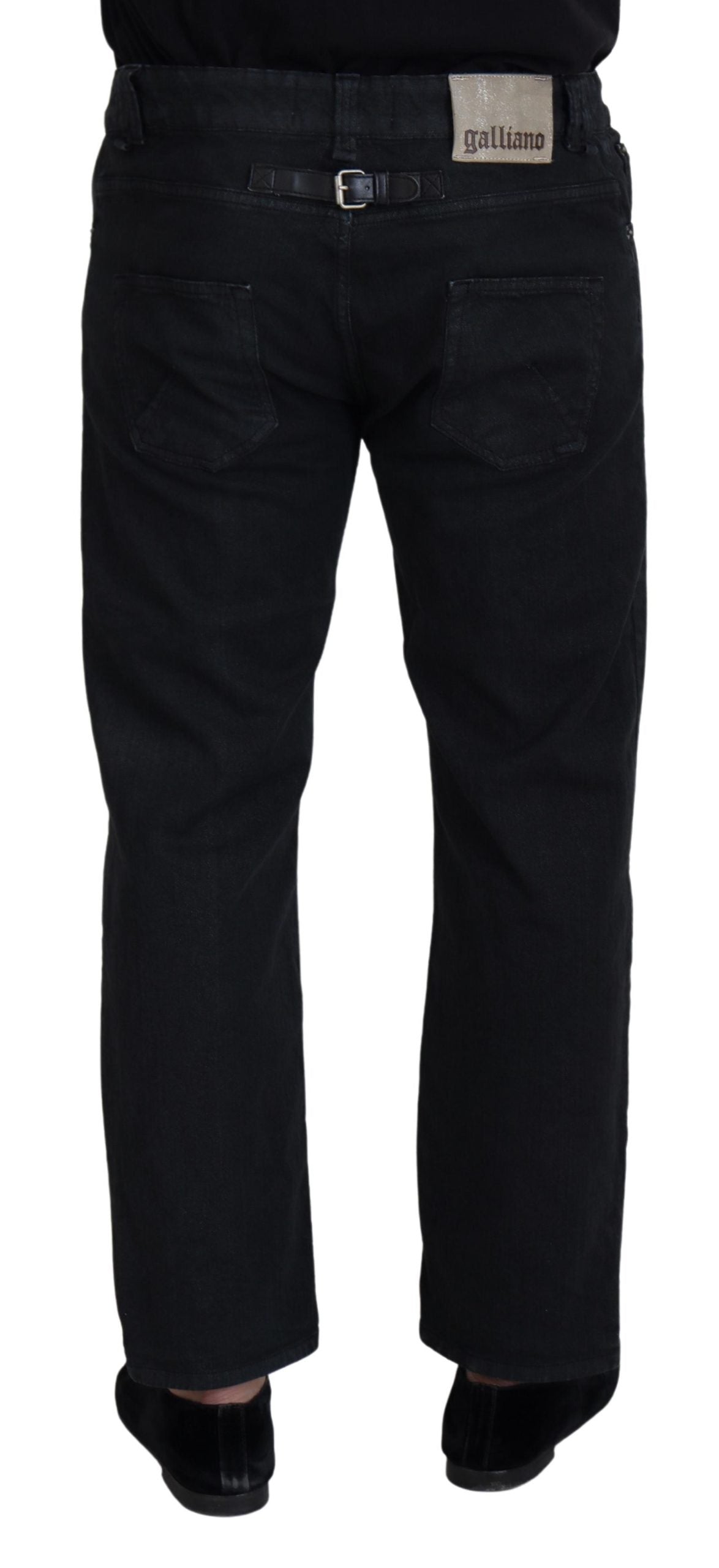 John Galliano – Lässige Jeans aus Baumwolle mit Schnalle hinten in Schwarz