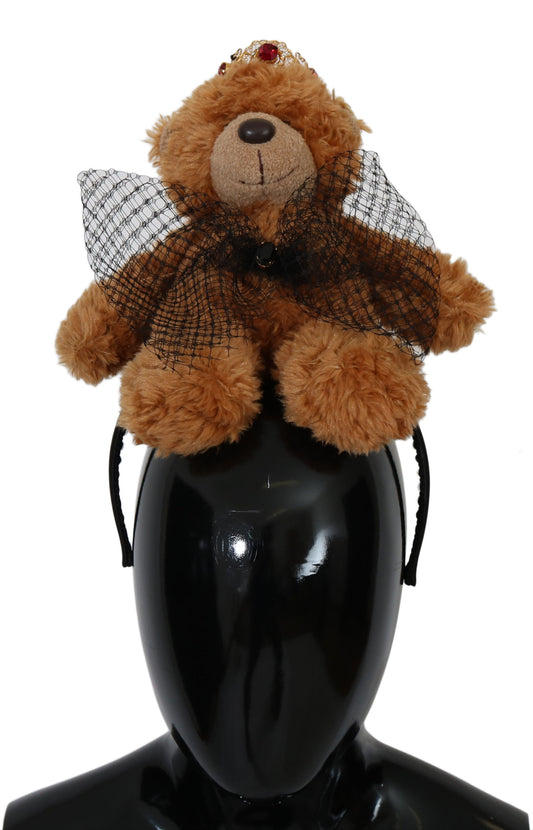 Serre-tête Dolce &amp; Gabbana Teddy Bear avec couronne en cristal doré et diadème
