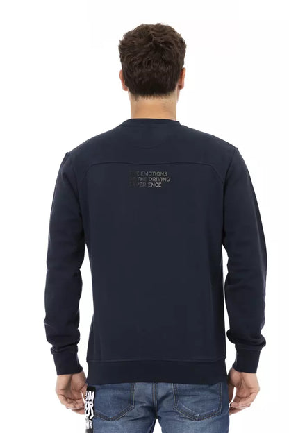 Automobili Lamborghini Blauer Herrenpullover aus Baumwolle mit Brusttasche