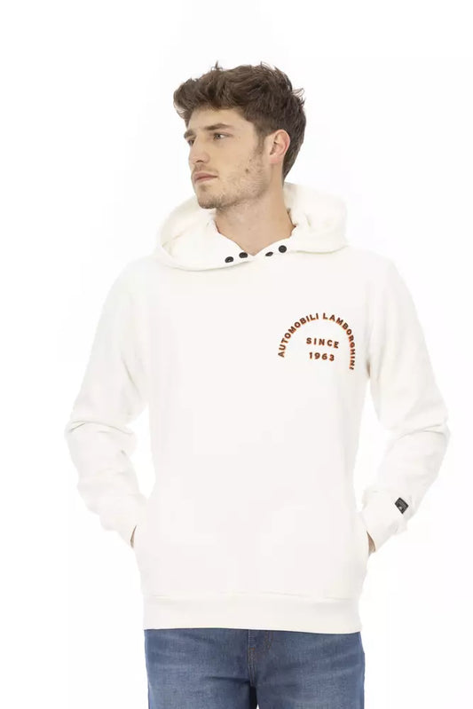 Automobili Lamborghini Weißer Herrenpullover aus Baumwolle mit Taschen