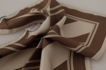 Foulard carré Dolce &amp; Gabbana à rayures marron et logo DG pour homme