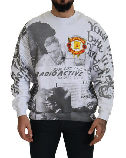 MSGM Weißer Pullover mit Rundhalsausschnitt aus Baumwolle
