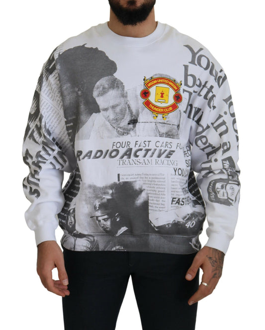 MSGM Weißer Pullover mit Rundhalsausschnitt aus Baumwolle