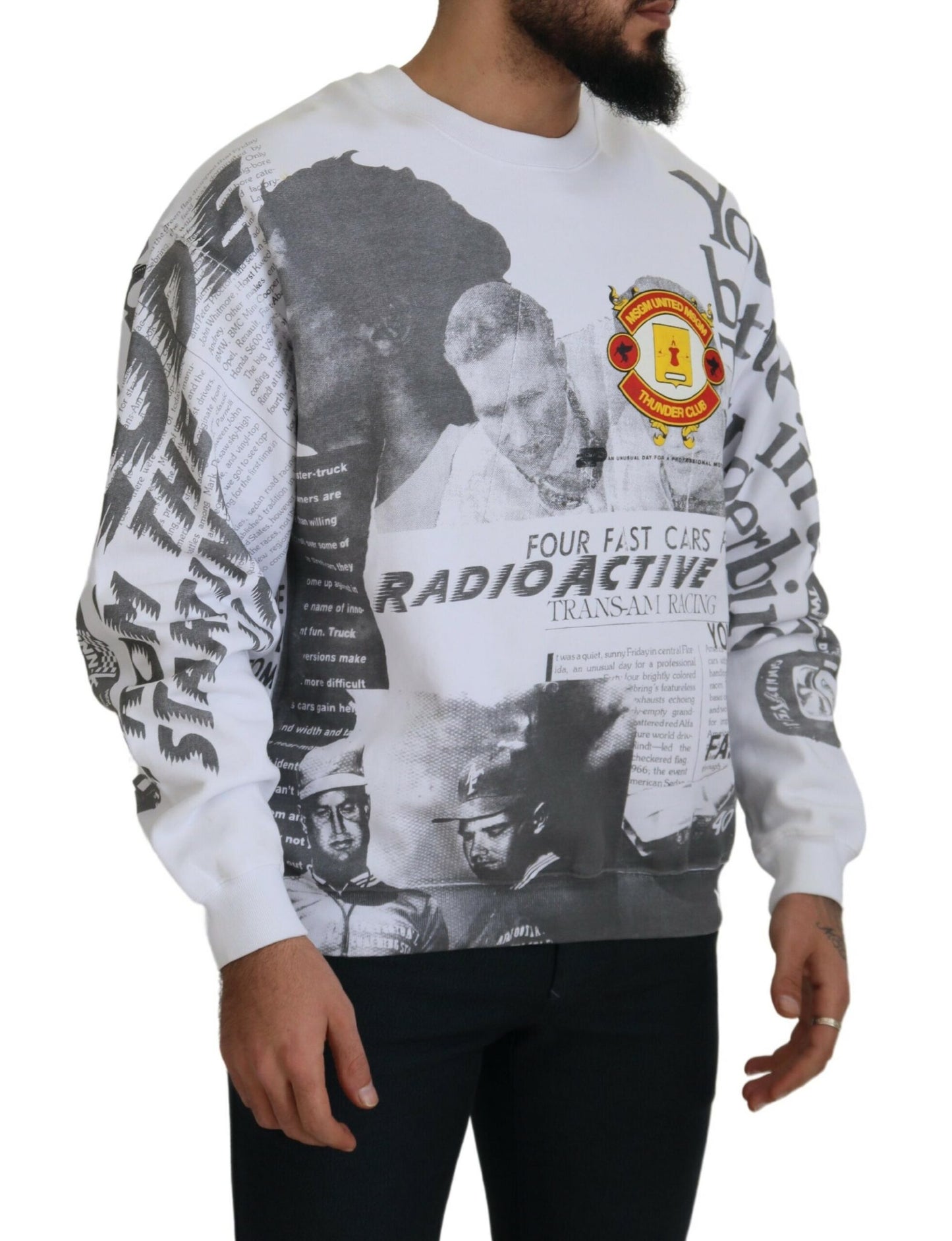 MSGM Weißer Pullover mit Rundhalsausschnitt aus Baumwolle