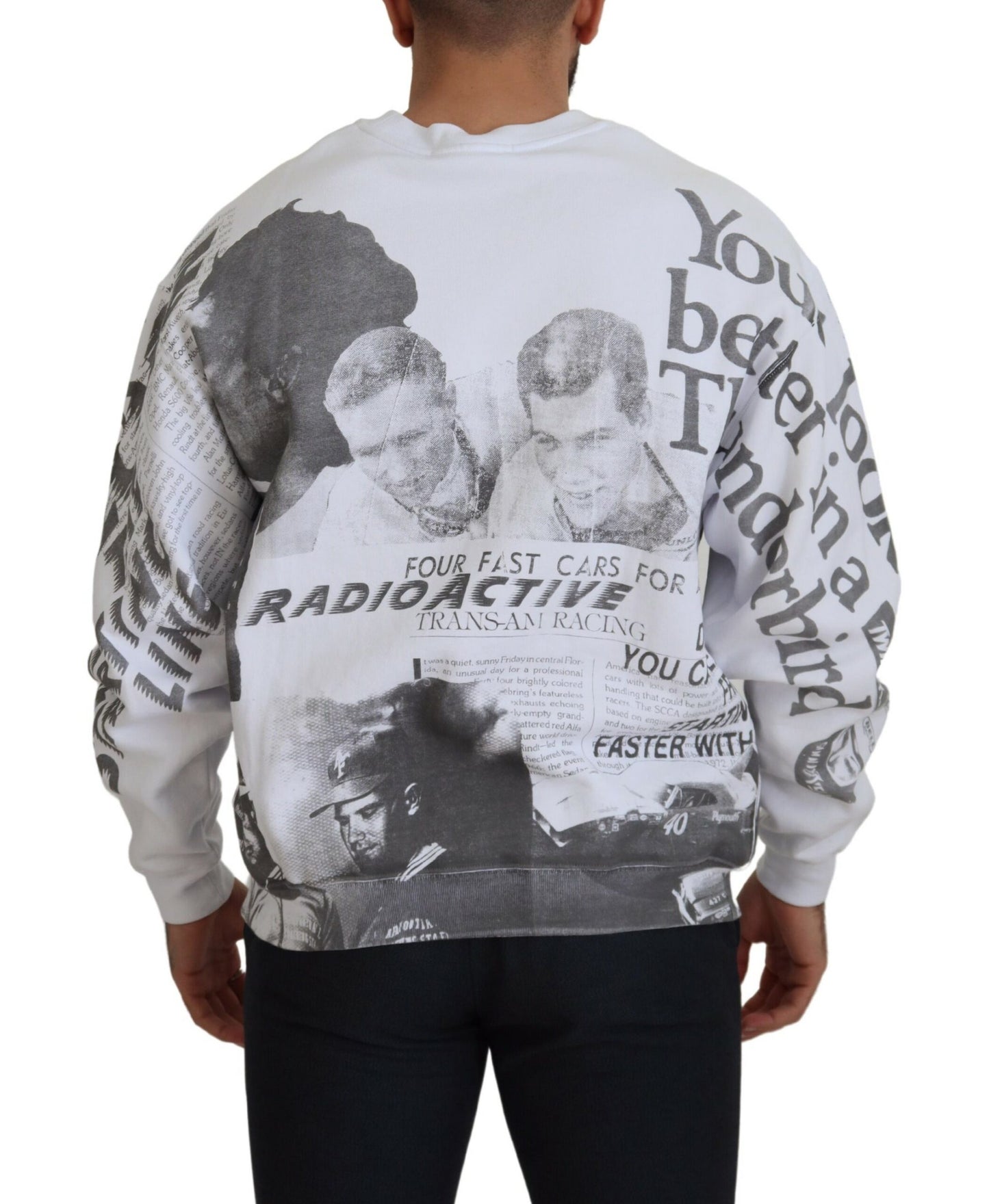 MSGM Weißer Pullover mit Rundhalsausschnitt aus Baumwolle
