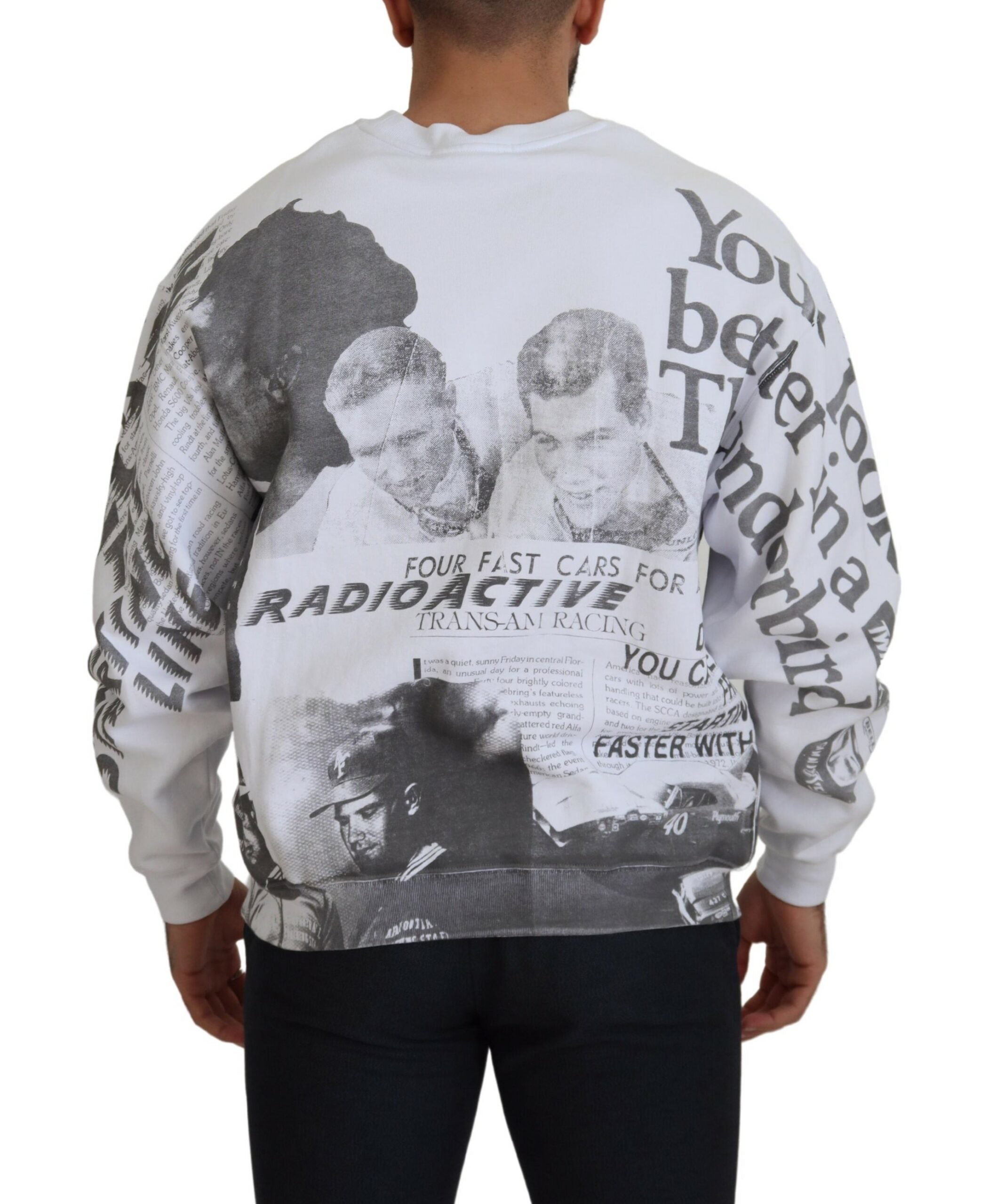 Sweat-shirt ras du cou en coton blanc MSGM