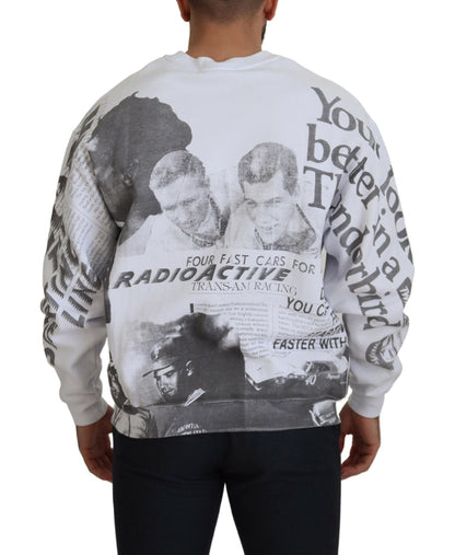 MSGM Weißer Pullover mit Rundhalsausschnitt aus Baumwolle
