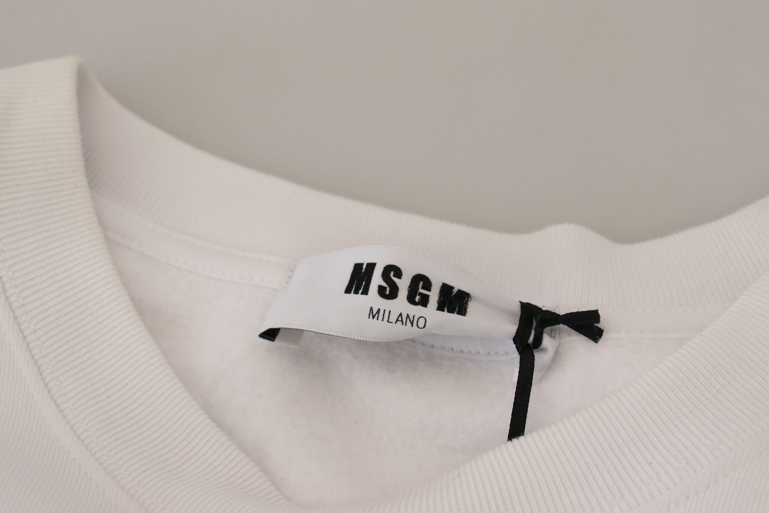 Sweat-shirt ras du cou en coton blanc MSGM
