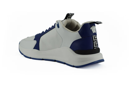 Elegante blau-weiße Ledersneakers von Versace