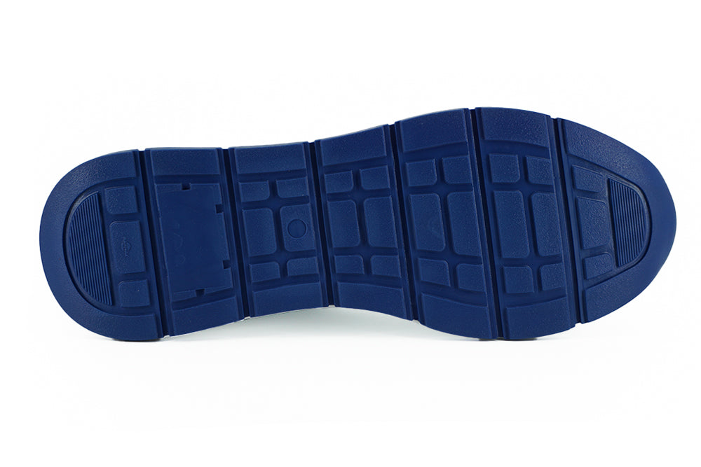 Baskets élégantes en cuir bleu et blanc