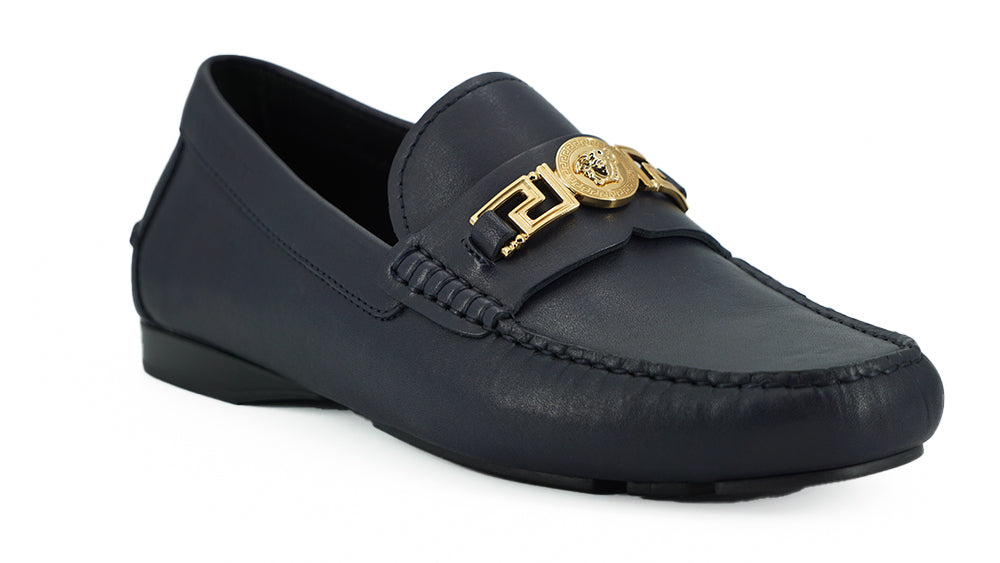 Brogues élégantes en cuir de veau bleu marine
