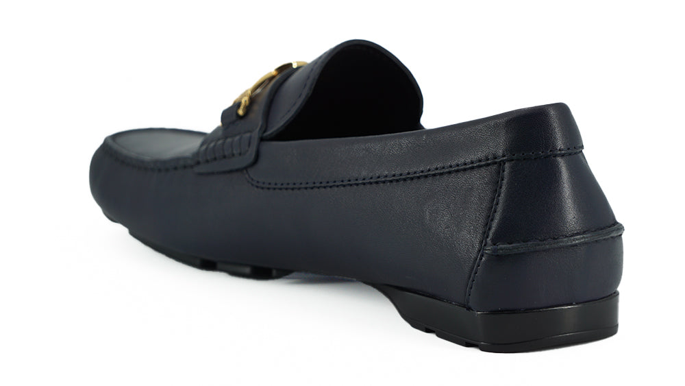 Brogues élégantes en cuir de veau bleu marine