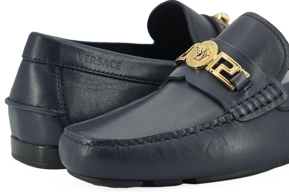 Brogues élégantes en cuir de veau bleu marine