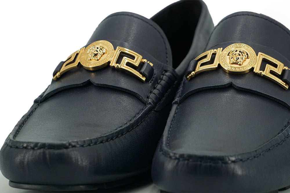 Brogues élégantes en cuir de veau bleu marine