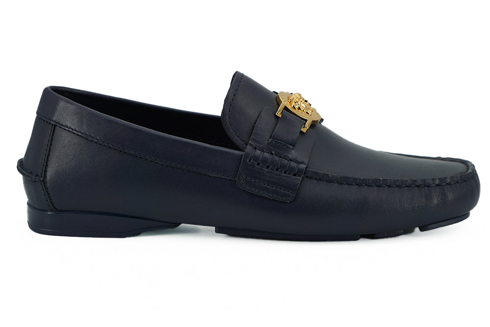 Brogues élégantes en cuir de veau bleu marine