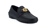 Elegant Navy Blue Calf Leather Loafers