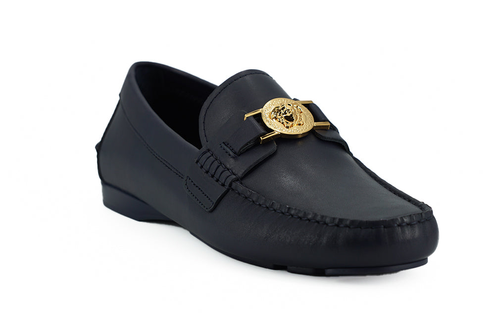 Brogues élégantes en cuir de veau bleu marine