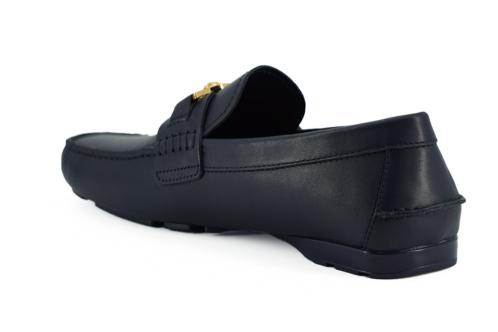 Brogues élégantes en cuir de veau bleu marine