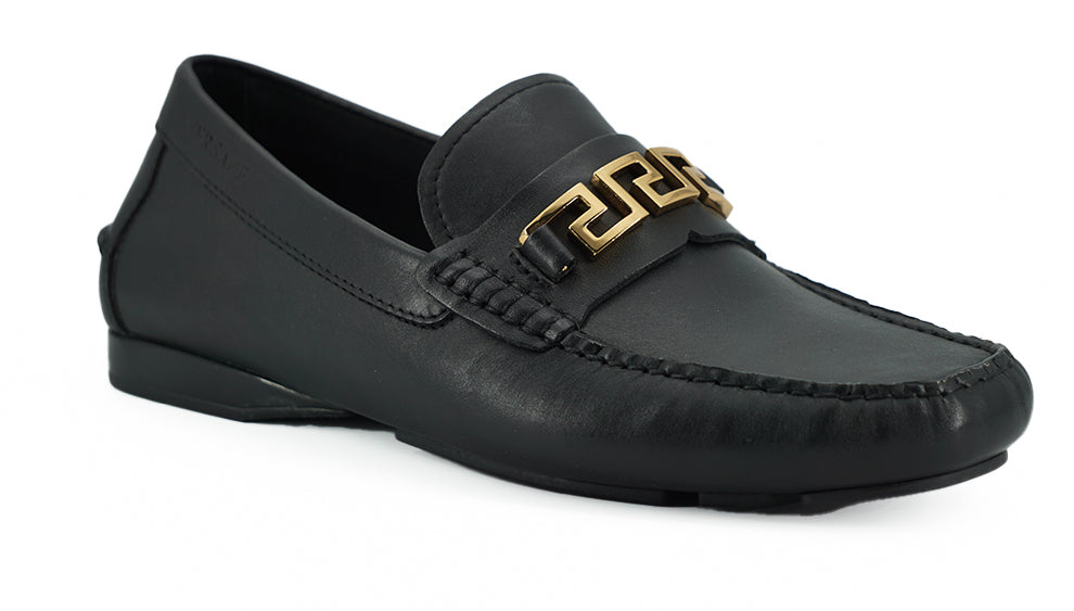 Chaussons en cuir de veau noir élégantes pour homme