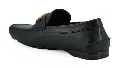 Versace Elegante Herren-Loafer aus schwarzem Kalbsleder