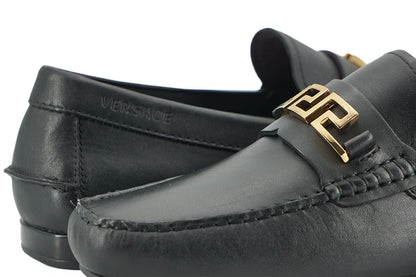 Versace Elegante Herren-Loafer aus schwarzem Kalbsleder