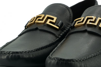 Versace Elegante Herren-Loafer aus schwarzem Kalbsleder