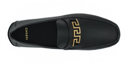 Versace Elegante Herren-Loafer aus schwarzem Kalbsleder