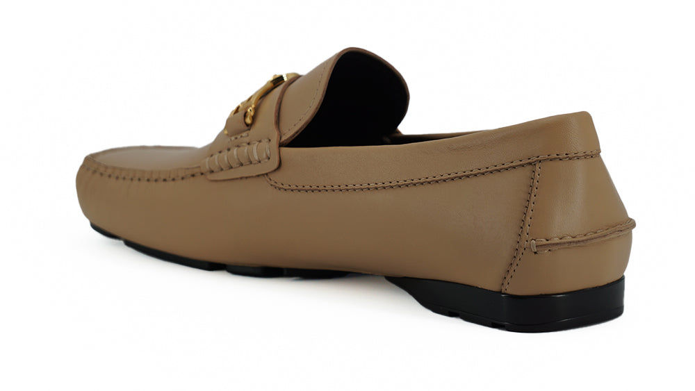 Exquises mocassins en cuir Medusa couleur or
