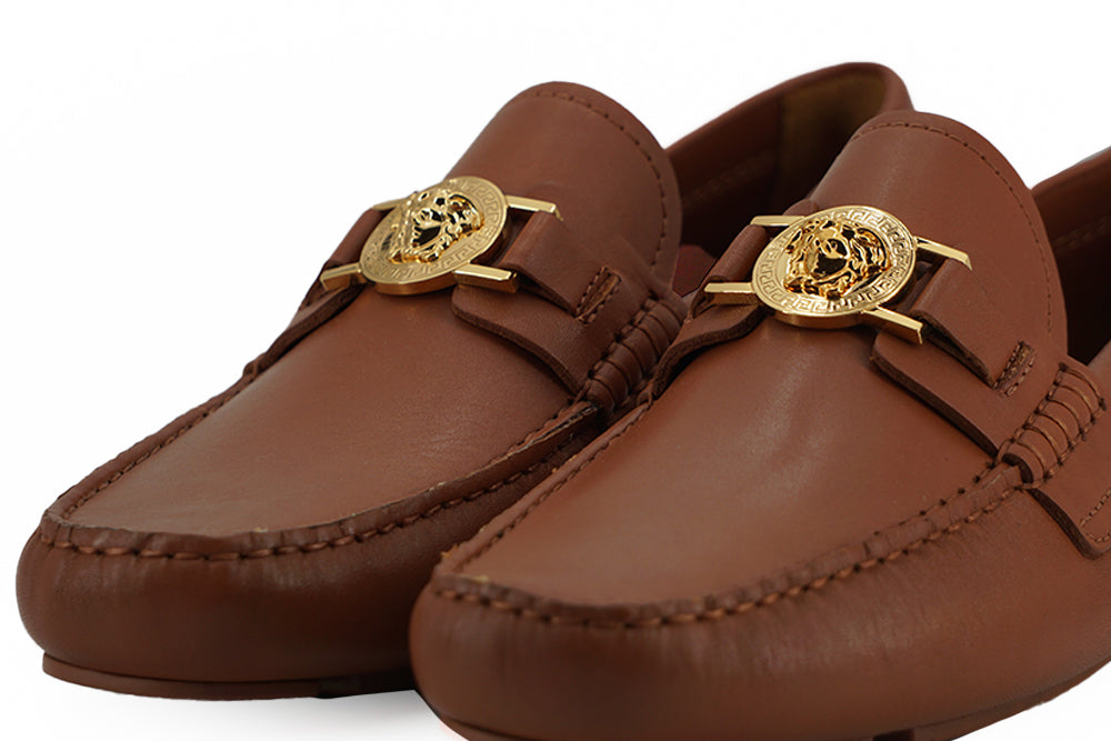 Mocassins Versace élégants en cuir à motif Medusa
