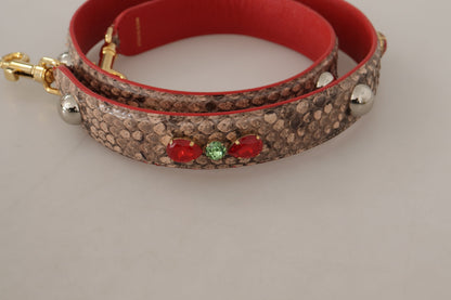 Bandoulière en cuir de python marron et cristaux Dolce &amp; Gabbana