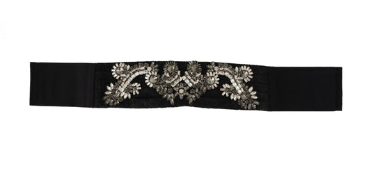 Ceinture Dolce &amp; Gabbana en soie noire ornée de cristaux