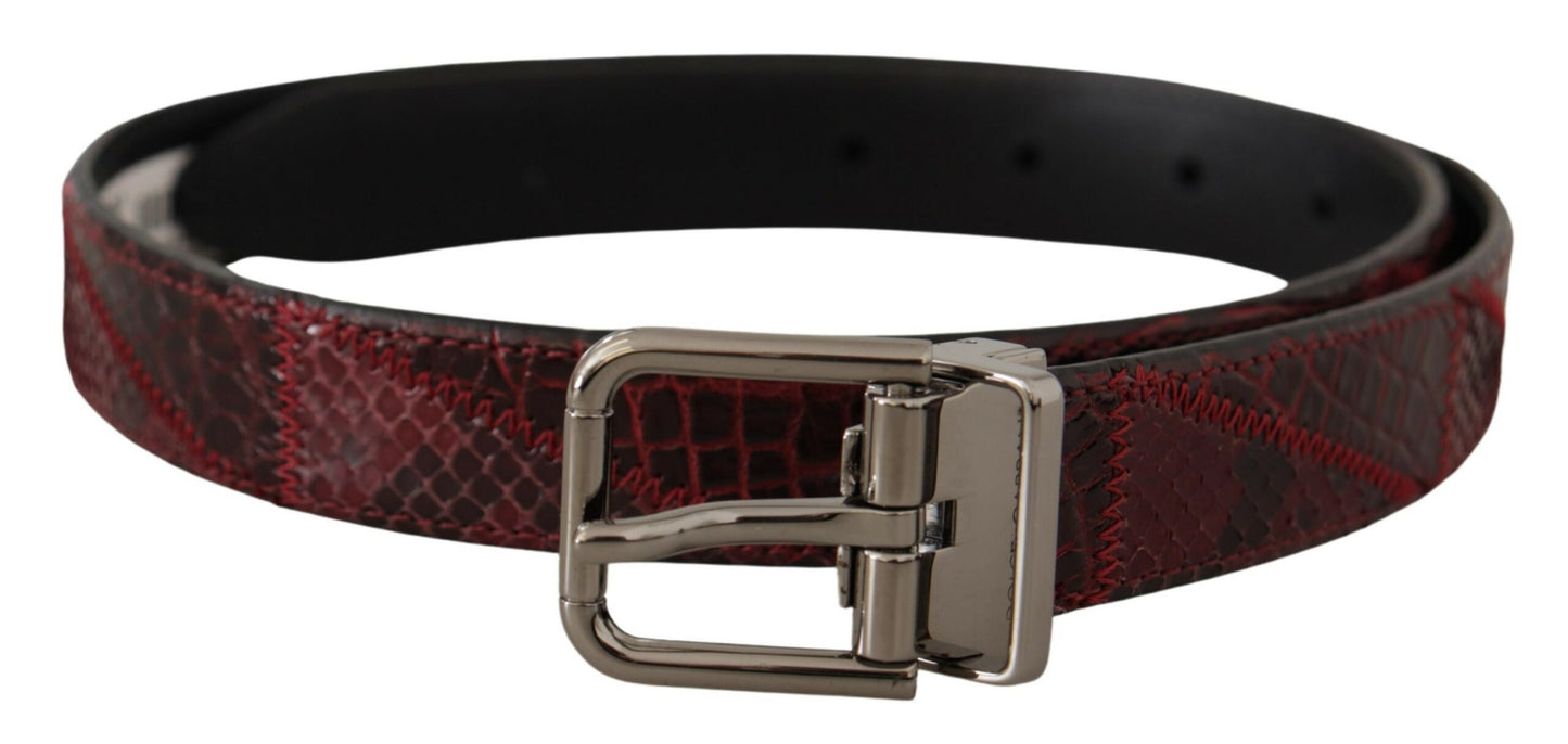 Ceinture Dolce &amp; Gabbana en cuir exotique rouge avec boucle en métal et logo