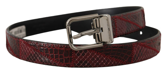 Ceinture Dolce &amp; Gabbana en cuir exotique rouge avec boucle en métal et logo