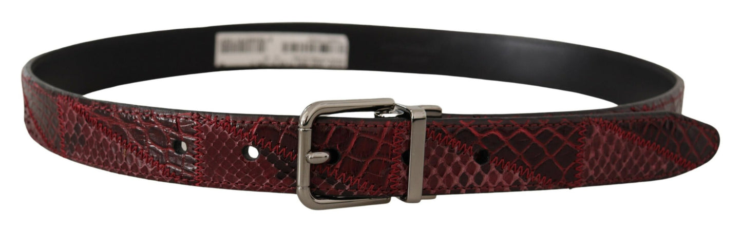 Ceinture Dolce &amp; Gabbana en cuir exotique rouge avec boucle en métal et logo
