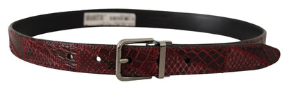 Ceinture Dolce &amp; Gabbana en cuir exotique rouge avec boucle en métal et logo