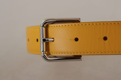 Ceinture Dolce &amp; Gabbana en cuir jaune avec logo argenté et boucle en métal