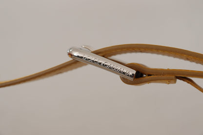 Ceinture Dolce &amp; Gabbana en cuir jaune avec logo argenté et boucle en métal