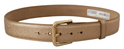 Ceinture Dolce &amp; Gabbana en cuir or rose avec boucle en métal métallisé