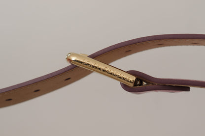 Ceinture Dolce &amp; Gabbana en cuir poli rose métallisé avec boucle en métal et logo
