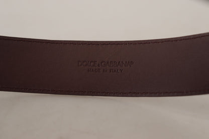 Ceinture Dolce &amp; Gabbana en cuir de veau marron avec boucle large gravée du logo