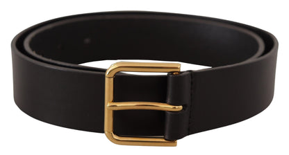 Ceinture Dolce &amp; Gabbana en cuir de veau noir avec boucle en métal doré et logo