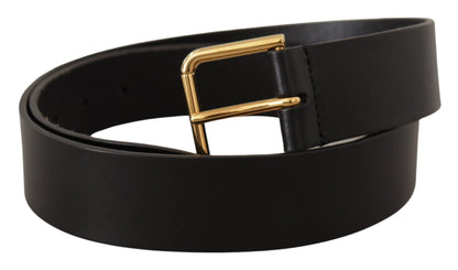 Ceinture Dolce &amp; Gabbana en cuir de veau noir avec boucle en métal doré et logo