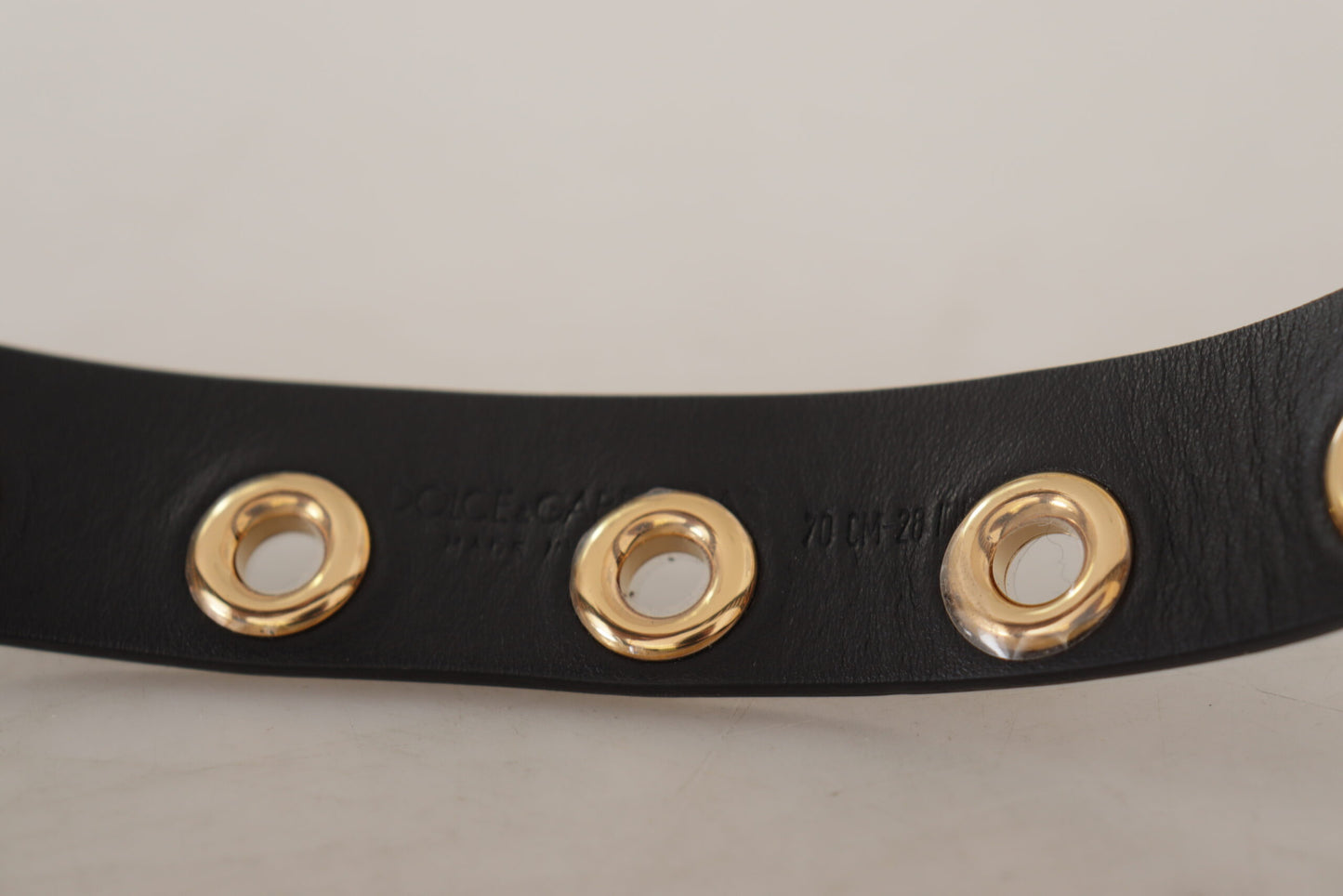 Ceinture Dolce &amp; Gabbana en cuir noir avec boucle en métal argenté