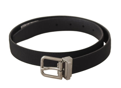 Ceinture Dolce &amp; Gabbana en toile noire et cuir avec boucle en métal argenté
