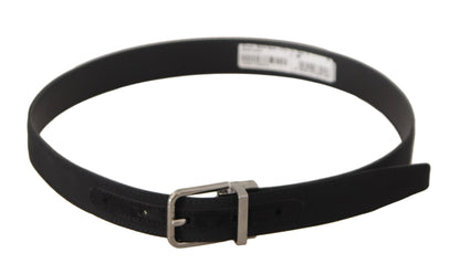 Ceinture Dolce &amp; Gabbana en toile noire et cuir avec boucle en métal argenté