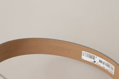 Ceinture Dolce &amp; Gabbana en cuir argenté avec logo doré et boucle en métal