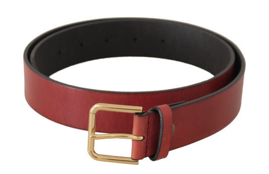 Ceinture Dolce &amp; Gabbana en cuir rouge avec boucle en métal gravée du logo doré