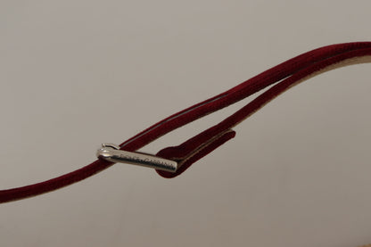 Ceinture Dolce &amp; Gabbana en velours rouge avec boucle en métal gravée du logo argenté