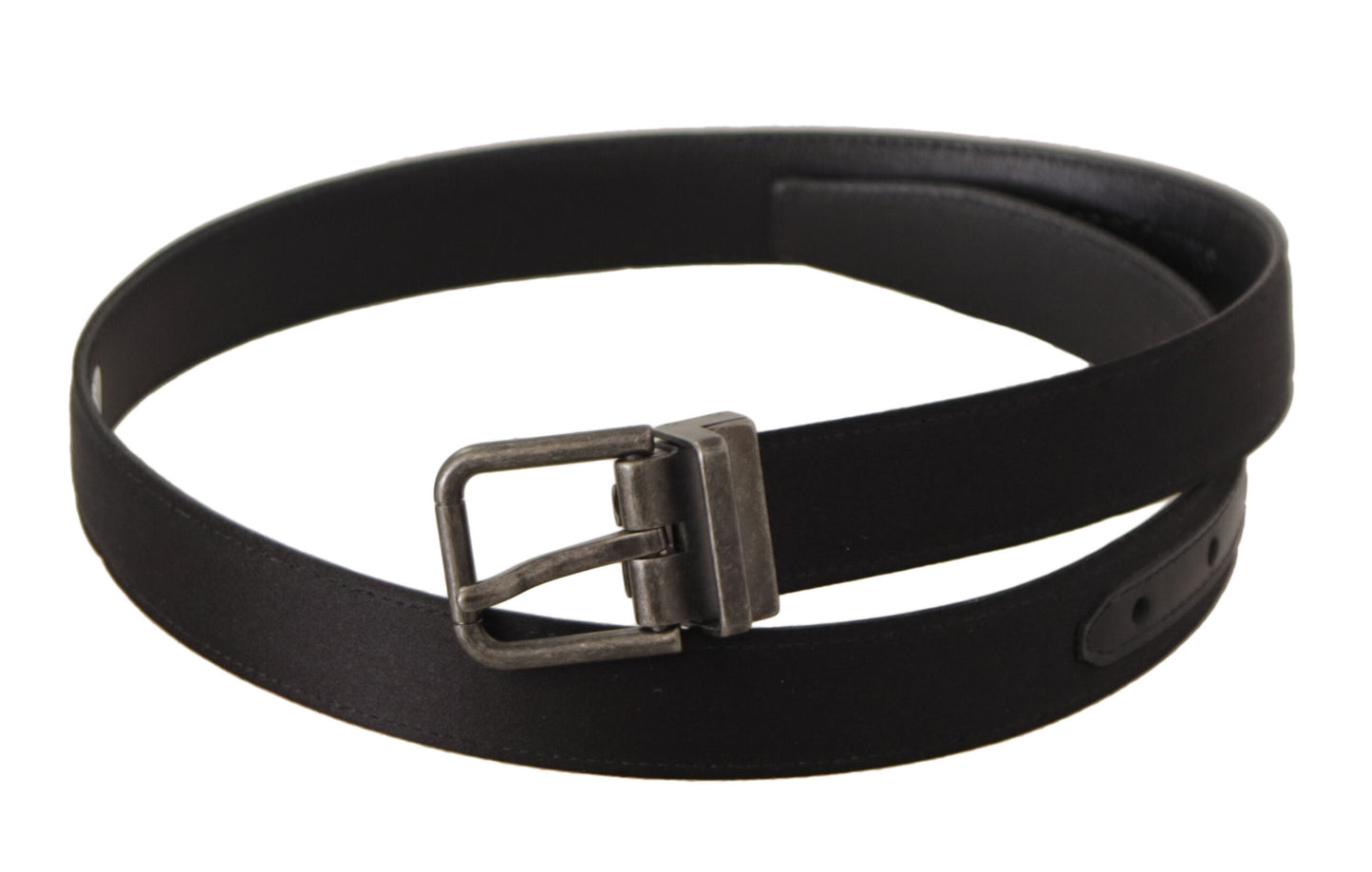 Ceinture Dolce &amp; Gabbana en cuir de veau noir avec boucle en métal vintage