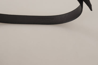 Ceinture Dolce &amp; Gabbana en cuir de veau noir avec boucle en métal vintage